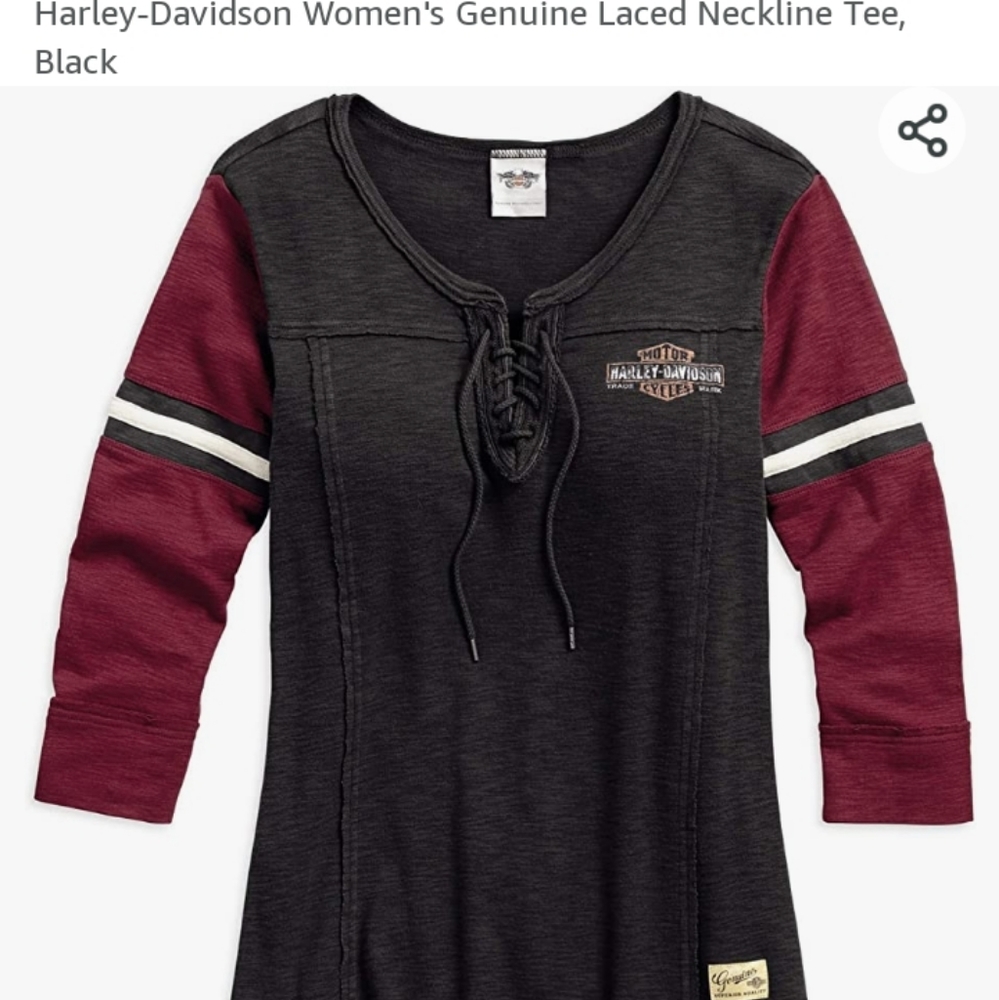 HARLEY DAVIDSON 3/4 SLEEVE LACED TOP